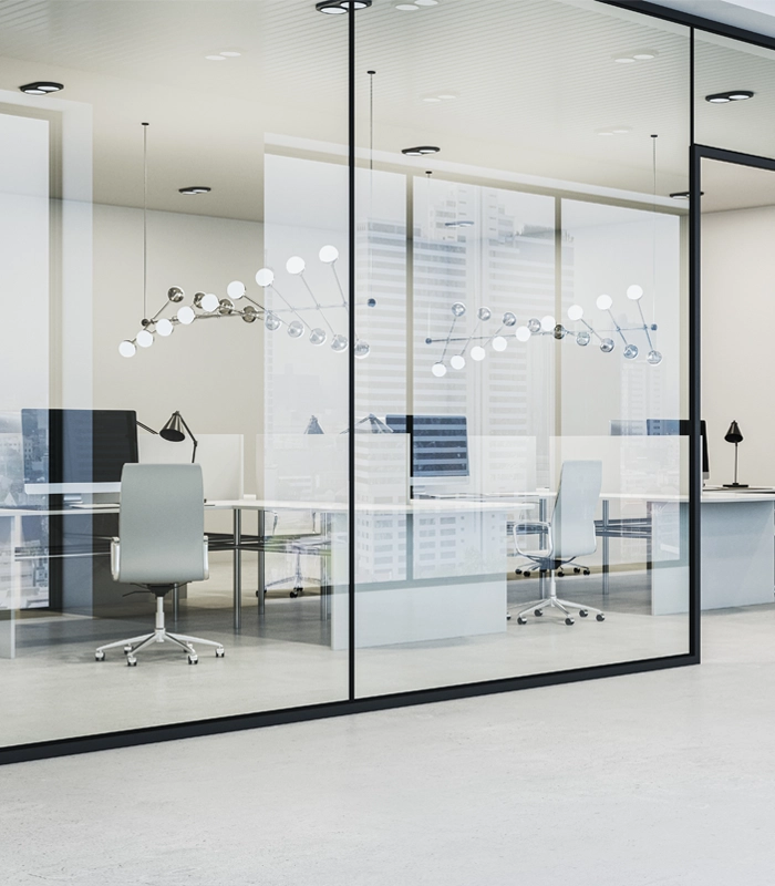 pareti divisorie in vetro open space